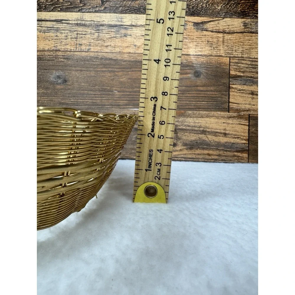 Vintage Gold Wire Basket Set‎ Korea Hong Kong Fruit Bread Bowl Mid Century
